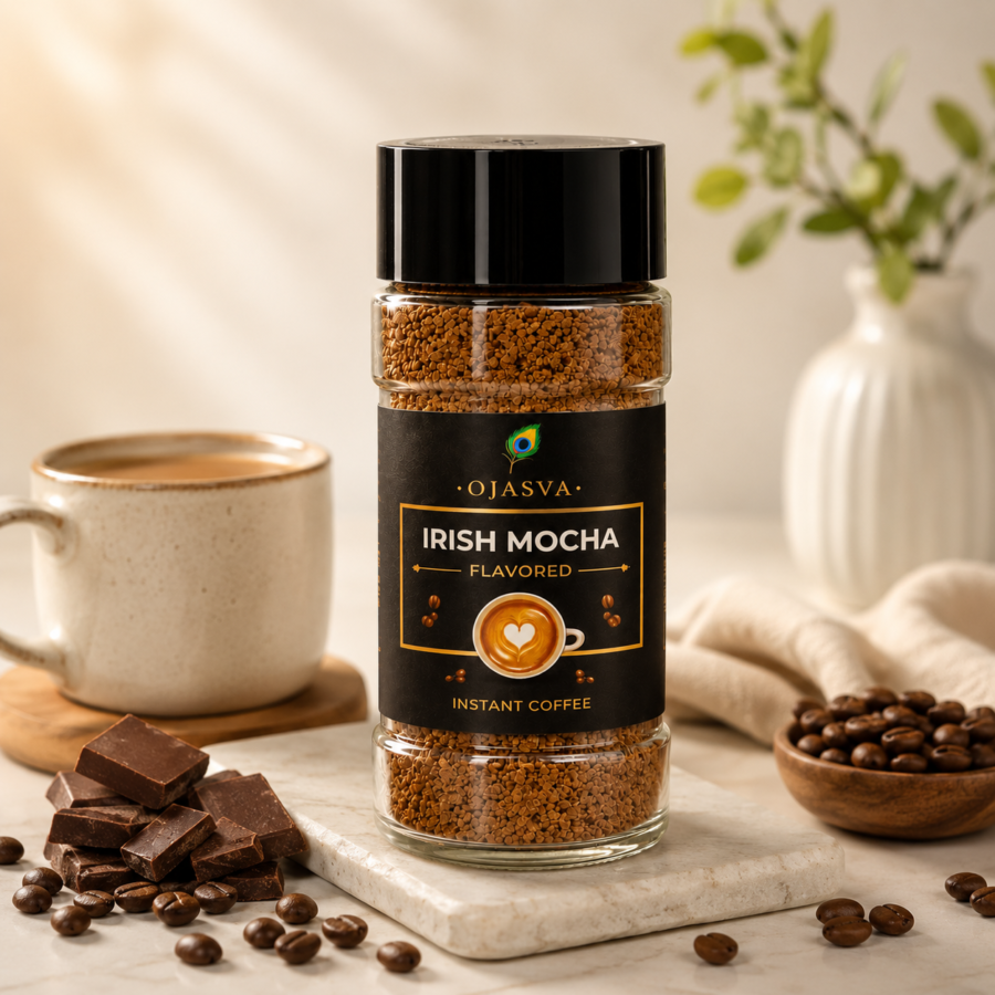 OJASVA Flavoured Instant Coffee | Hazelnut, French Vanilla, Caramel & Irish Mocha | 70g